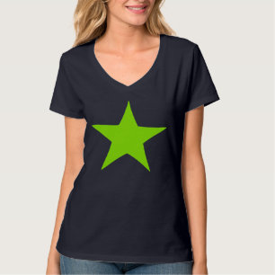 Neon Green Star Design T-shirt