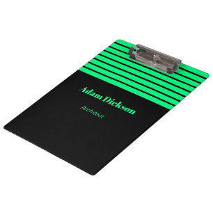 Neon green stripes black clipboard