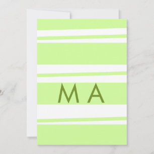 Neon green  stripes Greek pattern letter monogram  Holiday Card