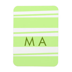Neon green  stripes Greek pattern letter monogram  Magnet