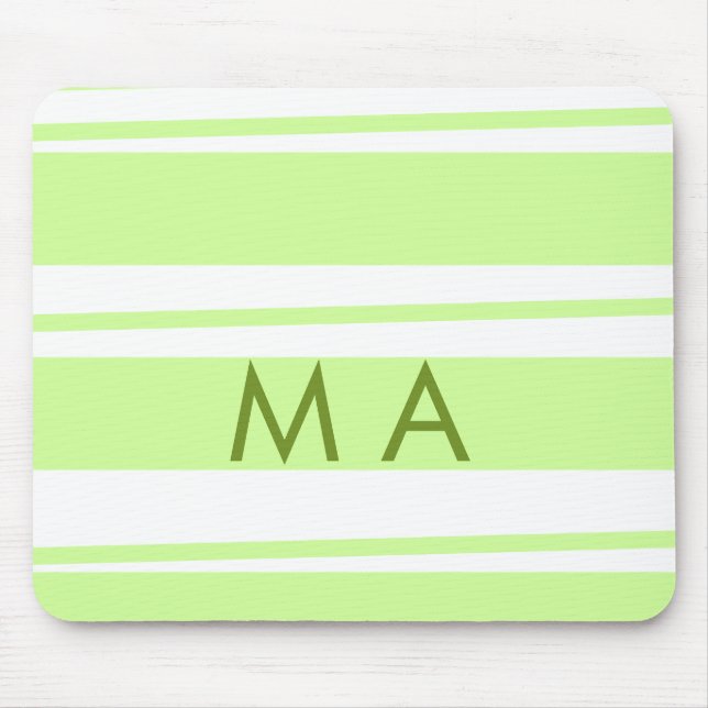 Neon green  stripes Greek pattern letter monogram  Mouse Pad (Front)