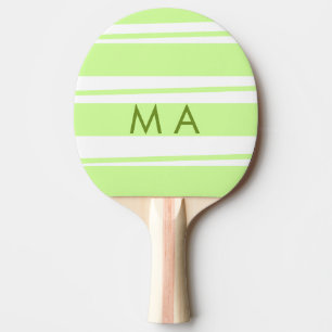 Neon green stripes Greek pattern letter monogram Ping Pong Paddle