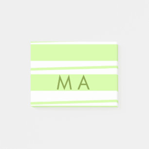 Neon green  stripes Greek pattern letter monogram  Post-it Notes