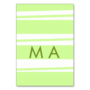 Neon green stripes Greek pattern letter monogram Table Number