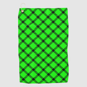 Neon Green Traditional Tartan Pattern Plaid Style Golf Towel