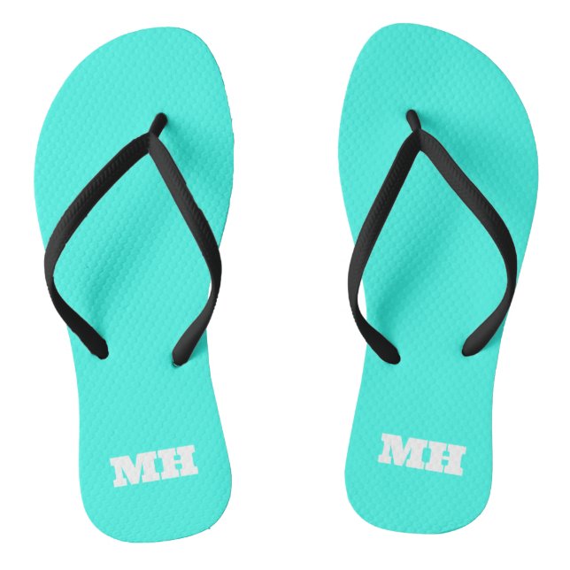 Neon Green Turquoise Monogram Colour Bright Jandals (Footbed)