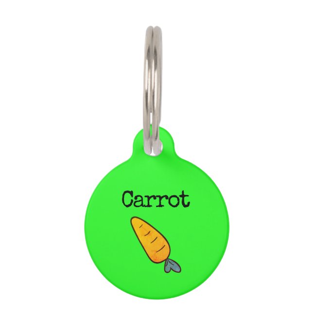 Neon green Vegetable Carrot Pet Tag (Front)