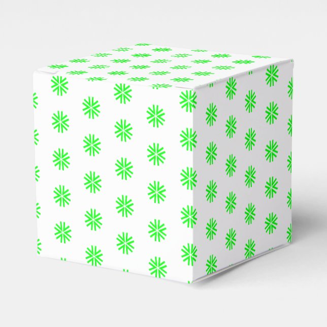 neon green White star snowflakes pattern gift Favour Box (Front Side)