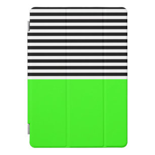 Neon Green With Black and White Stripes iPad Pro Cover