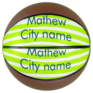 Neon green yellow retro stripes add name cityplace basketball