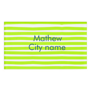 Neon green yellow retro stripes add name cityplace tag