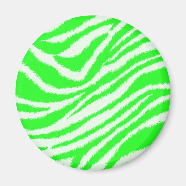 Neon Green Zebra Pattern Magnet (Front)