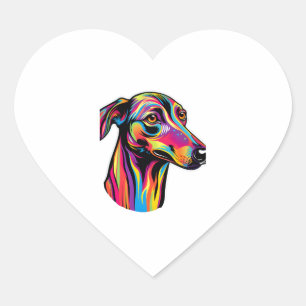 Neon Greyhound   Heart Sticker