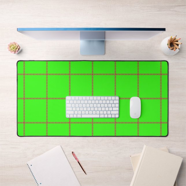 Neon Grid Desk Mat With Pink Arrows – Customisable (Office 1)