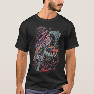 Neon Grim Reaper: Cyberpunk Style Death T-Shirt