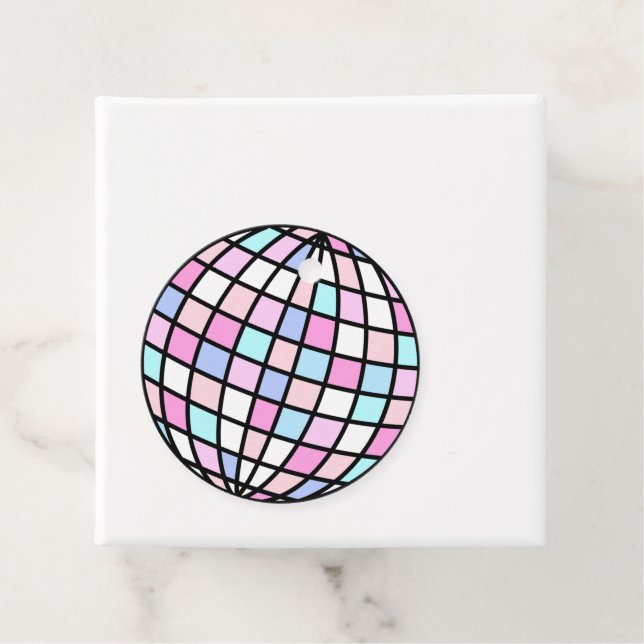 Neon Groovy Disco Ball Favour Tags (In Situ)