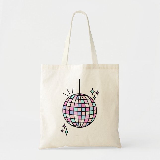Neon Groovy Disco Ball Tote Bag (Front)