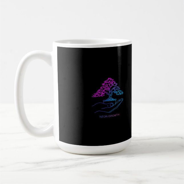 Neon Growth Bonsai | Personalised Aesthetic Coffee Mug (Left)