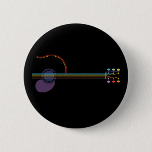Neon Guitar 6 Cm Round Badge