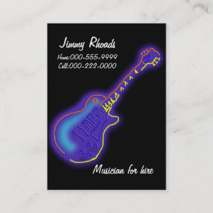 neon guitar business card