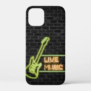Neon guitar on brick iPhone 12 mini case