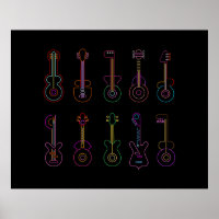 Neon Guitars with black background