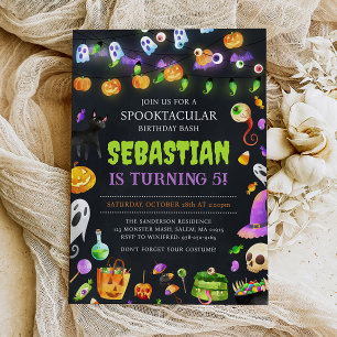 Neon Halloween Birthday Party, Halloween Birthday Invitation