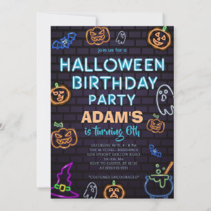 Neon Halloween Birthday Party  Invitation