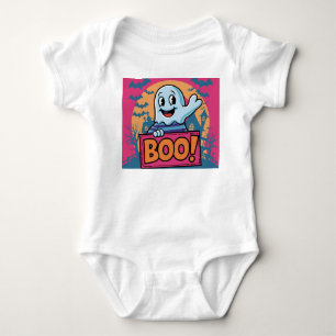 Neon Halloween Ghost, Neon Boo Halloween Ghost,  Baby Bodysuit