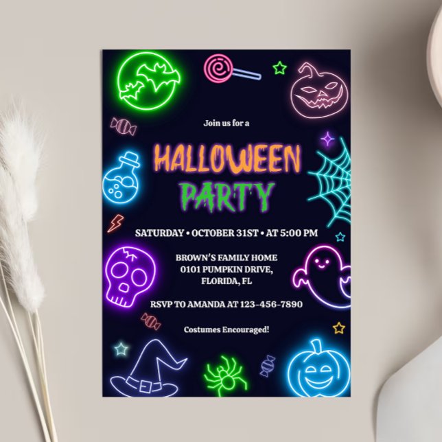 Neon Halloween Party Invitation (Creator Uploaded)
