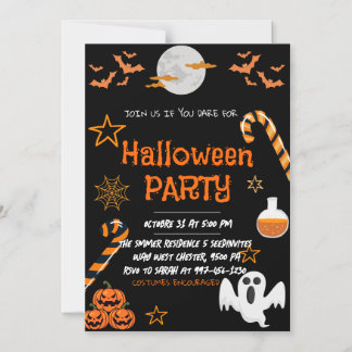 Neon Halloween Party , Spooky Costume Party  Magnetic Invitation