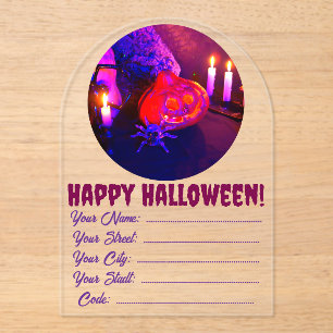 Neon Halloween pumpkins Acrylic Invitations