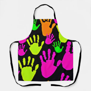 Neon Handprint Graffiti Pattern Apron