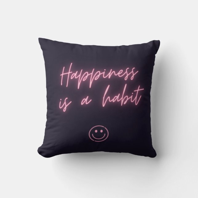 Neon Happiness is a Habit Art Cushion (Front)