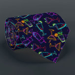 Neon Happy Hour Fifties Cocktails on Black Tie<br><div class="desc">Make a statement! A modern retro pattern of neon "tubing" style design in bright hot pink, lime green, orange, turquoise and lime green (not fluorescent) mixed drinks and cocktails on black background. This men's neck tie is cool for the office, a night on the town, a wedding, your own wedding...</div>