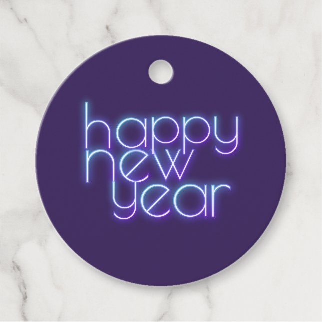 Neon Happy New Year Favour Tags (Front)