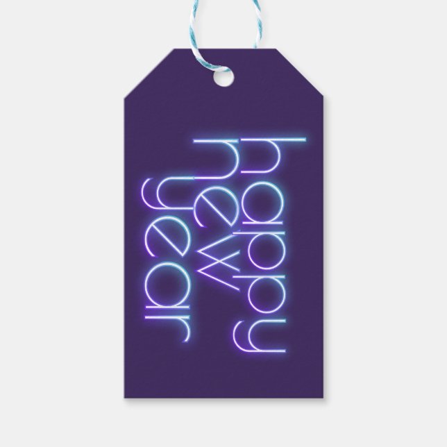 Neon Happy New Year Gift Tags (Front)