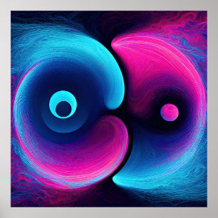 Neon Harmony: A Modern Interpretation of Yin Yang Poster
