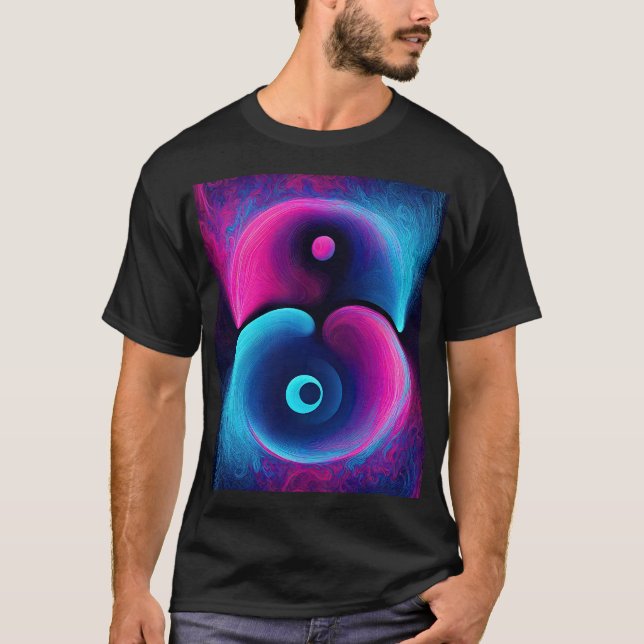 Neon Harmony: A Modern Interpretation of Yin Yang T-Shirt (Front)