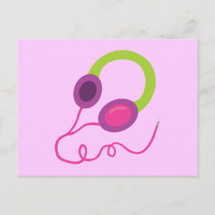Neon Headphones Postcard