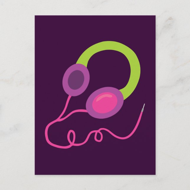 Neon Headphones Postcard (Front)