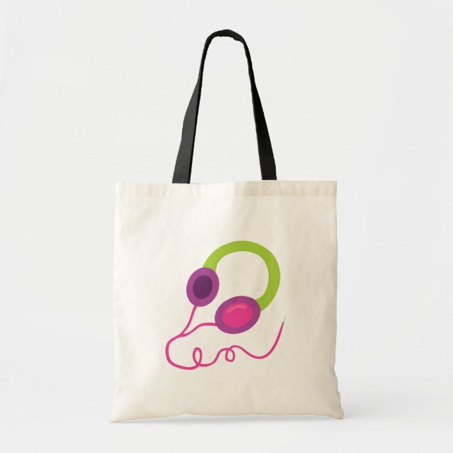 Neon Headphones Tote Bag (Front)