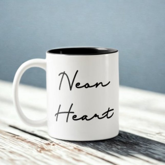 Neon Heart - Retro Love Quote Two-Tone Coffee Mug (Creator Uploaded)