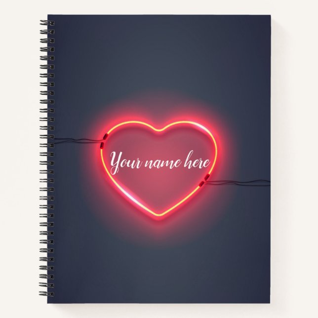 Neon Heart Sign Notebook (Front)