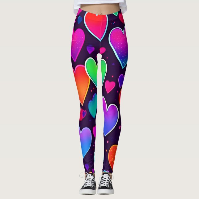 Neon Heart Symphony Leggings (Front)