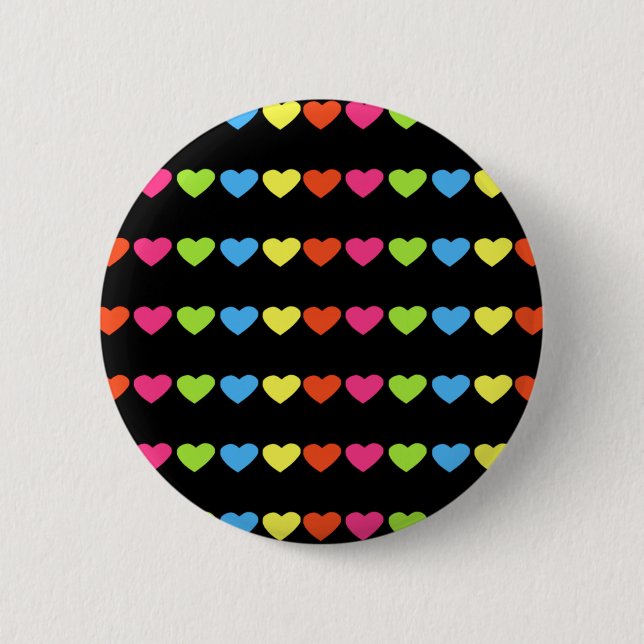 Neon Hearts 6 Cm Round Badge (Front)