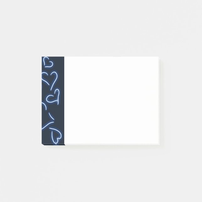 Neon Hearts Blue Post-it Notes (Front)