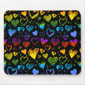 Neon hearts Mousepad