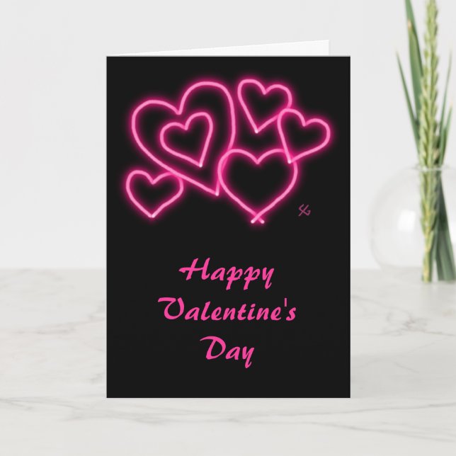 "Neon Hearts Valentine" Holiday Card (Front)