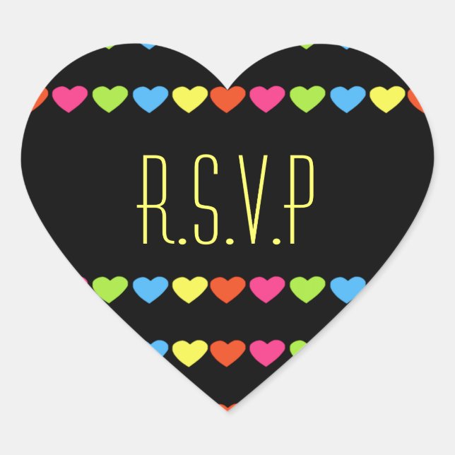Neon Hearts (Wedding) Heart Sticker (Front)